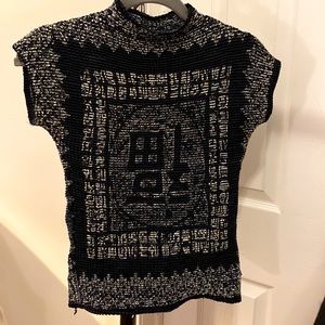 Versace vintage navy silk top